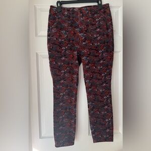 Anthropologie Red and Blue Patterned Pants